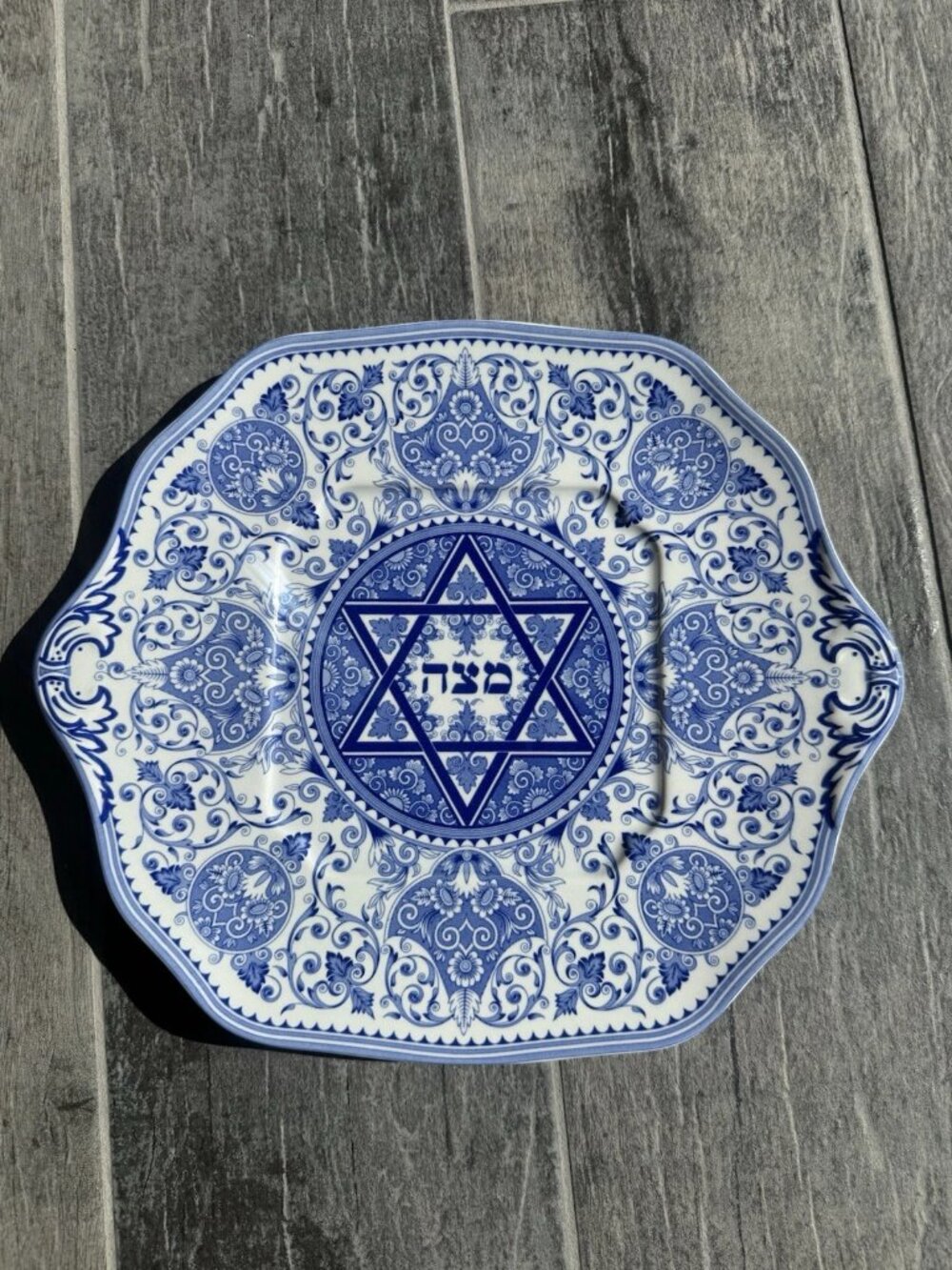 Spode Judaica Matzoh Tray/Plate with Handles/Tabs (Passover) 11.5 in.